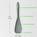 Silicone Spatula Spoon, Great for Both Cooking and Serving Durable BPA-Free Matte Black Silicone, Seamless Design, Safe for Nonstick Cooking Surfaces, 2-Pcs, Gray - Front View