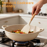 Silicone Cooking Utensil Set,12 PCS Cooking Cookware Kitchen Utensils Set for Cooking, Nonstick 446°F Heat-Resistant Cookware Kitchen Tools of Spoon,Brush,Whisk,Spatula,Turner Tongs (Khaki) - Side View
