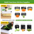 18-in-1 Vegetable Chopper Mandoline Slicer for Kitchen, Food Chopper with Container, Veggie Cutter, Onion Mincer Tomato Dicer, Fruit Slicer Spiralizer, Cheese Grater, Kitchen Gadgets House Essentials
