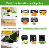 18-in-1 Vegetable Chopper Mandoline Slicer for Kitchen, Food Chopper with Container, Veggie Cutter, Onion Mincer Tomato Dicer, Fruit Slicer Spiralizer, Cheese Grater, Kitchen Gadgets House Essentials - Top-Down View