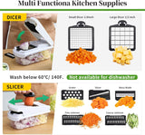 18-in-1 Vegetable Chopper Mandoline Slicer for Kitchen, Food Chopper with Container, Veggie Cutter, Onion Mincer Tomato Dicer, Fruit Slicer Spiralizer, Cheese Grater, Kitchen Gadgets House Essentials - 45-Degree Angle