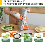 Safe Mandoline Slicer for Kitchen, 4-In-1 Chopper Vegetable Cutter, Mandolin Julienne Slicers for Fruits and Vegetables, Potato Cutter for Fries, Kitchen Gadgets and House Essentials - Rear View