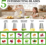 Rotary Cheese Grater Hand Crank - Cheese Shredder with 5 Blades & Storage Room, Easy to Clean, Stable Suction, Labor-Saving Handle, Rotary Grater Slicer for Fruit, Vegetables, Nuts, Chocolate - Side View