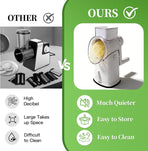 Rotary Cheese Grater Hand Crank - Cheese Shredder with 5 Blades & Storage Room, Easy to Clean, Stable Suction, Labor-Saving Handle, Rotary Grater Slicer for Fruit, Vegetables, Nuts, Chocolate