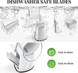 Rotary Cheese Grater Hand Crank - Cheese Shredder with 5 Blades & Storage Room, Easy to Clean, Stable Suction, Labor-Saving Handle, Rotary Grater Slicer for Fruit, Vegetables, Nuts, Chocolate - Rear View