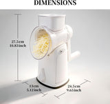 Rotary Cheese Grater Hand Crank - Cheese Shredder with 5 Blades & Storage Room, Easy to Clean, Stable Suction, Labor-Saving Handle, Rotary Grater Slicer for Fruit, Vegetables, Nuts, Chocolate - Low Angle