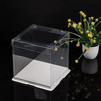 10 inch Clear cake Box, Large Transparent cake Box,tall cake boxes with Ribbon,10x10x9inch - Suitable for packing 8" or 10" cakes,Clear Gift Display Box for Carry Tall Layer Gift-6Pcs-White