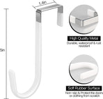 4 Pack Over The Door Hooks, Fits Doors Less Than 1.4in Thick, White Rubber Surface Prevent Scratch Door Hanger Hooks for Bathroom, Living Room, Kitchen, Hanging Clothes, Towels, Bags