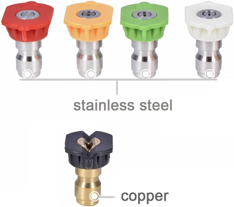 Pressure Washer Nozzle Tips Multiple Degrees, 1/4 INCH (2.5 GPM)