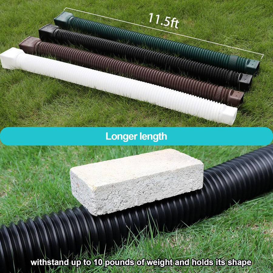 11.5ft Long Gutter Downspout Extensions Flexible, 4" Diameter Drain Downspout Extender, Down Spout Drain Extender for Rainwater Drainage, Extendable from 2.6ft to 11.5ft(Black)