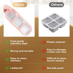 Stainless Steel Snack Containers - Reusable 3 Compartment Snackle Box Container with Lids for Kids Adults, Divided Snack Food Storage Containers for School, Home, Travel