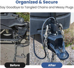 Aluminum Trailer Towing Chain Organizer with 7-Way Plug Holder- Heavy-Duty RV Tongue Jack Accessories