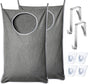 XL Hanging Laundry Hamper, Extra Large Tear-resistance Door Hamper with 2 Types Hooks for Dirty Clothes, Save Bathroom Space Hanging Laundry Bag (36.5x 22 Inch,Grey)