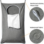 XL Hanging Laundry Hamper, Extra Large Tear-resistance Door Hamper with 2 Types Hooks for Dirty Clothes, Save Bathroom Space Hanging Laundry Bag (36.5x 22 Inch,Grey)