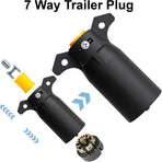 7 Way Trailer Plug (2 Pack), 12V 7 Pin Trailer Wiring Replacement Plug, 7 Point Round RV-Style Trailer Light Connector Towing Wiring Harness Connector for RV, Boat, and Trailers