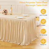 2 Pack Champagne Rectangle Table Clothes for 6 Foot Tables, Polyester Fitted Tablecloths 6t Stretch Table Cover for Wedding, Birthday, Parties, Trade Show, Craft Show - Front View