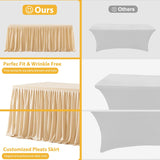 2 Pack Champagne Rectangle Table Clothes for 6 Foot Tables, Polyester Fitted Tablecloths 6t Stretch Table Cover for Wedding, Birthday, Parties, Trade Show, Craft Show