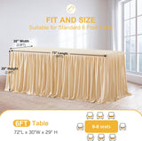 2 Pack Champagne Rectangle Table Clothes for 6 Foot Tables, Polyester Fitted Tablecloths 6t Stretch Table Cover for Wedding, Birthday, Parties, Trade Show, Craft Show