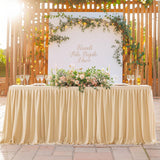 2 Pack Champagne Rectangle Table Clothes for 6 Foot Tables, Polyester Fitted Tablecloths 6t Stretch Table Cover for Wedding, Birthday, Parties, Trade Show, Craft Show - 45-Degree Angle