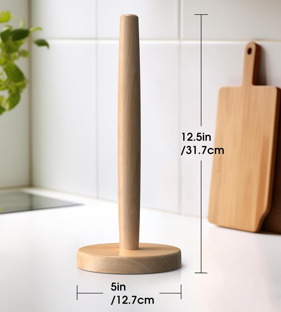 Wooden Paper Towel Holder Stand - Kitchen Paper Hanger Rack Bathroom Towel Roll Stand Organizer Simply Standing Countertop Paper Roll Holder, WPTH