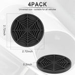 4PCS Spider Web Car Coasters for Cup Holders, Halloween Funny Non-Slip Silicone Insert Ornaments Coasters, Automotive Cupholder Goth Accessories for Men & Women(Black)