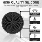 4PCS Spider Web Car Coasters for Cup Holders, Halloween Funny Non-Slip Silicone Insert Ornaments Coasters, Automotive Cupholder Goth Accessories for Men & Women(Black)
