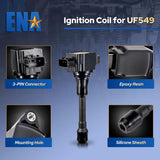Set of 4 Ignition Coil Pack 2007 2008 2009 2010 2011 2012 Compatible with Nissan Altima Versa Sentra Cube Rogue Frontier 2013 2014 2015 Infiniti M56 FX50 QX60 QX70 2.5L 2.0L 1.8L Replace# UF549