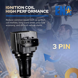Set of 4 Ignition Coil Pack 2007 2008 2009 2010 2011 2012 Compatible with Nissan Altima Versa Sentra Cube Rogue Frontier 2013 2014 2015 Infiniti M56 FX50 QX60 QX70 2.5L 2.0L 1.8L Replace# UF549 - Top-Down View