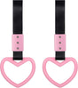 2 Pieces Heart Shaped Car Handle Straps Drift Charm Rear Bumper Warning Ring Decor Subway Bus Broken Heart Handle for Car Interior(Light Pink)