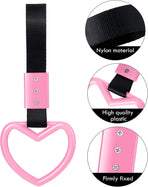 2 Pieces Heart Shaped Car Handle Straps Drift Charm Rear Bumper Warning Ring Decor Subway Bus Broken Heart Handle for Car Interior(Light Pink)