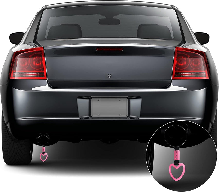 2 Pieces Heart Shaped Car Handle Straps Drift Charm Rear Bumper Warning Ring Decor Subway Bus Broken Heart Handle for Car Interior(Light Pink)