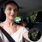 2 Pieces Heart Shaped Car Handle Straps Drift Charm Rear Bumper Warning Ring Decor Subway Bus Broken Heart Handle for Car Interior(Light Pink)