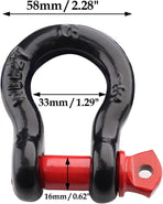 2Pcs 1/2 Inch D Ring Shackle, D Shackle Rugged 12 Ton(26,455 lbs) Maximum Break Strength, 2 Ton (4409 Lbs) Capacity (Pack of 2)