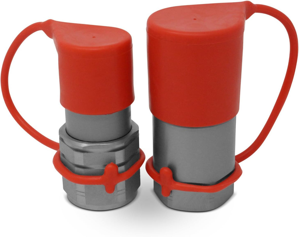 1/2" Skid Steer Bobcat Flat Face Hydraulic Quick Connect Couplers/Couplings Set w/Dust Caps