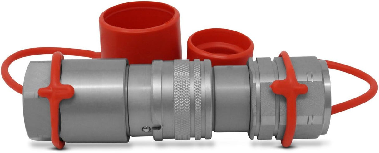 1/2" Skid Steer Bobcat Flat Face Hydraulic Quick Connect Couplers/Couplings Set w/Dust Caps