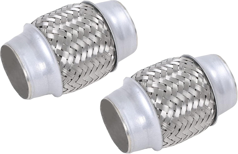 2PCS Exhaust Flex Pipe Stainless Steel Double Braid 1.75" x 4" w/Ends 4" Long