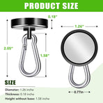 Carabiner Magnetic Hooks, 90LBS Strong Black Magnetic Hooks Heavy Duty with Swivel Carabiner Hook, Great for Hanging for Cruise, Garage, Kitchen, Refrigerator, Locker (12-Pack)