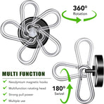 Carabiner Magnetic Hooks, 90LBS Strong Black Magnetic Hooks Heavy Duty with Swivel Carabiner Hook, Great for Hanging for Cruise, Garage, Kitchen, Refrigerator, Locker (12-Pack)