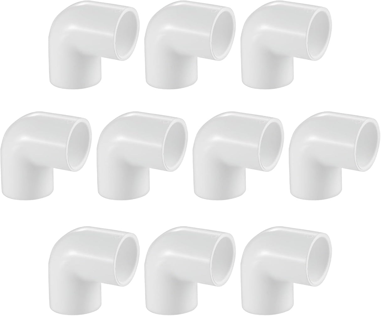 10 Pack 3/4" 90 Degree PVC Elbow Fittings, LESSO PVC Pipe Furniture Grade 2-Way Right Angle Connectors for DIY Shelves, Greenhouse, Sheds and Pipe Structures, SCH40 White