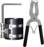 Piston Ring Compressor Tool,Car Engine Piston Ring Installer Removal Kit，Adjustable Sizes From 2-1/8 Inches To 7 Inches (53mm - 175mm) with Piston Installer Plier