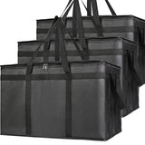 3-Pack Insulated Food Delivery Bag, XXXL Pizza Cooler Bags, Rideshare Delivery Bag, Thermal Cold/Hot Styrofoam Carrier for Catering/Shopping/Travel/Car, Warmer/Frozen