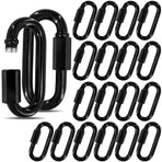 3.5" Black Chain Quick Link, 20 Pcs 3/8" Heavy Duty Locking Carabiner, 2000 LBS Capacity, Durable Chain Connector for Hanging Keys, Dog Leash, and Fence Gates
