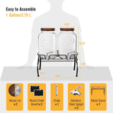 Glass Drink Dispenser for Parties, 1 Gallon Beverage Dispenser with Stand and Spigot Solid Stainless Steel, Used as Lemonade Dispenser Sun Tea Jar Kombucha Jar, Set of 2 - Front View