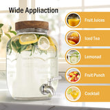Glass Drink Dispenser for Parties, 1 Gallon Beverage Dispenser with Stand and Spigot Solid Stainless Steel, Used as Lemonade Dispenser Sun Tea Jar Kombucha Jar, Set of 2