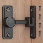 Barn Door Privacy Latch, 90°/180° Swing Slide Lock, Zinc-Alloy, Adhesive or Screw Mount, Interior Use for Bathroom/Bedroom/Closet/Shed, Includes Screws & Glue - Black