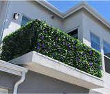 Expandable Fence Privacy Screen for Balcony Patio Outdoor,Decorative Faux Ivy Fencing Panel,Artificial Hedges (Single Sided Leaves) (1, Purple Flowers) - Close-Up Angle