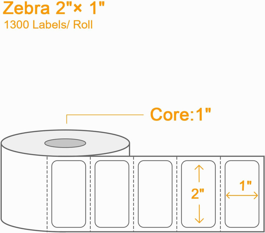 【15600 Labels/12 Rolls】 3-Proof 1" Core  2" x 1" Direct Thermal Label (51mm x 25mm) Multipurpose Shipping Address Barcodes Labels Compatible for Zebra & Rollo Desktop Label Printer