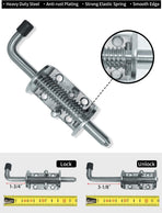 Spring Loaded Gate Latch Pin Barrel Bolt 6in x 1/2in Stem Durable Zinc Plated Solid Steel Heavy Duty for Tailgate - 2pcs