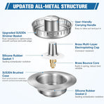 Sink Drain Strainer Kitchen Sink Drain Strainer&Sink Stopper,Stainless Steel Pop up Sink Drain Strainer,Anti-Clogging Basket Strainer,High Durability with Brass Core,Fit 3-1/2",Chrome
