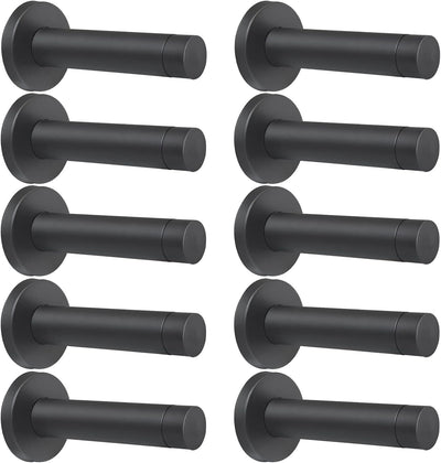 DOKU 10Pcs Door Stop, 3.5 Inch Heavy Duty 304 Stainless Steel Door Stopper with Rubber Tips Bumper, Wall Mounted Door Holder Protection Sound Dampening, Matte Black